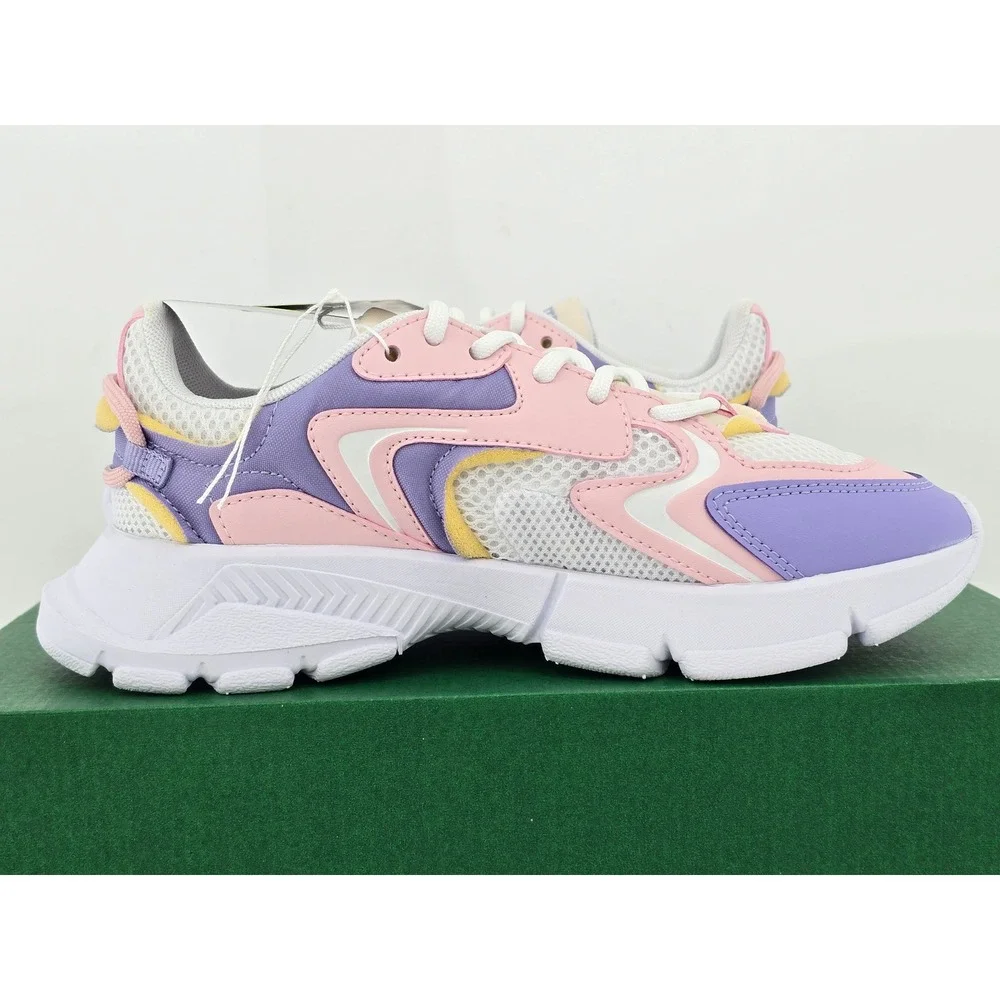Lacoste L003 Neo 225 6 SUJ Kids Size 3 Pink Purple White Sneakers - New